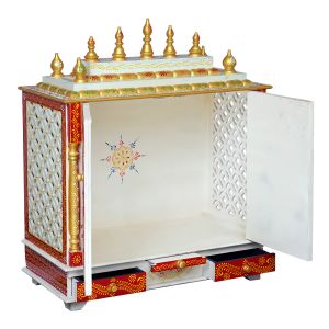 Handmade Printed Wooden Temple with Door