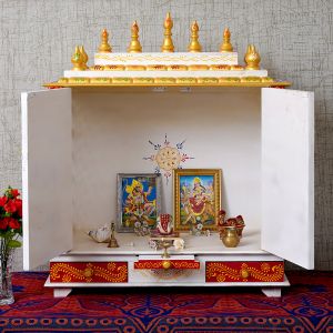 Handmade Printed Wooden Temple with Door