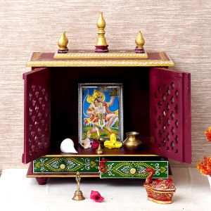 Painted Wooden Temple With Door