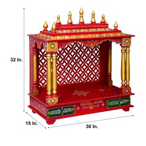 Red & Golden Printed Wooden Temple