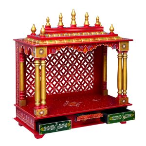 Red & Golden Printed Wooden Temple
