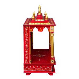 Red & Golden Printed Wooden Temple