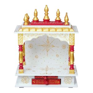 White & Red Printed Wooden Temple