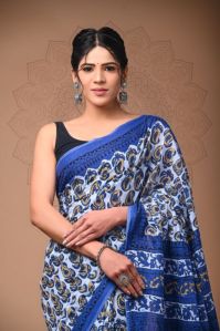 Cotton Hand Block Printed Saree