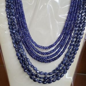 Natural Blue Sapphire Gemstone Beaded Necklace