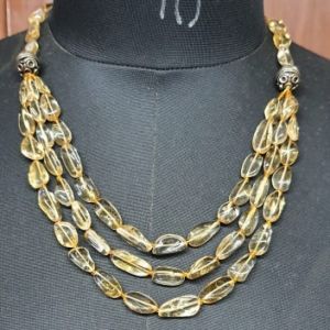 Citrine Golden Gemstone Bead Necklace jewelry