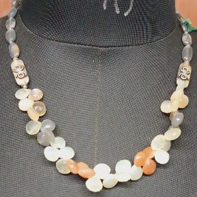 Multi Moonstone Faceted gemstone Bead Necklace