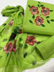 chiffon dupatta hand block cotton suits