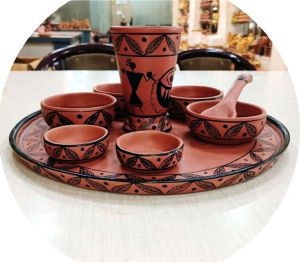 Terracotta Large Printed Dinner Set