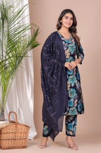 Printed Kurti with Pant and Dupatta