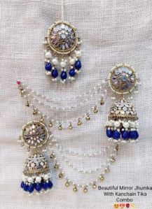 Mirror Jhumka Earring & Tikka