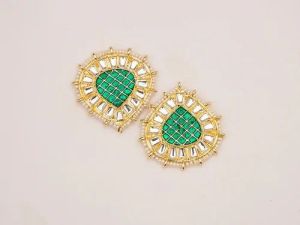 Golden & Green Crystal Stone Earring