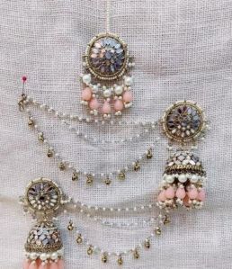 Mirror Jhumka Earring & Tikka