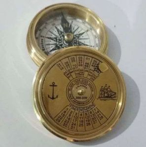 Brass Golden Poem Compass With 100 Year Calendar