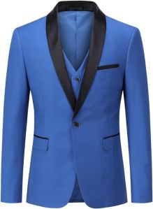Bleu 3 Pieces Un Bouton Coupe Wedding Suit Party Wear Suit
