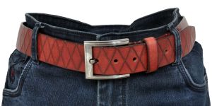 Men\'s Tan Two Tone Cutwork Leather Belt