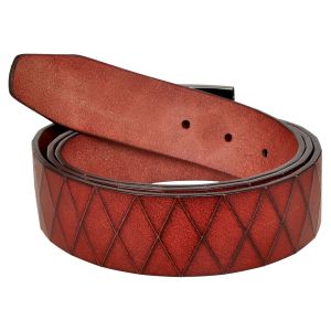 Men\'s Tan Two Tone Cutwork Leather Belt