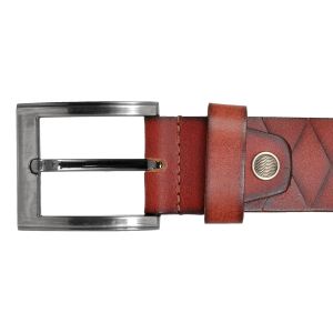 Men\'s Tan Two Tone Cutwork Leather Belt