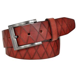 Men\'s Tan Two Tone Cutwork Leather Belt