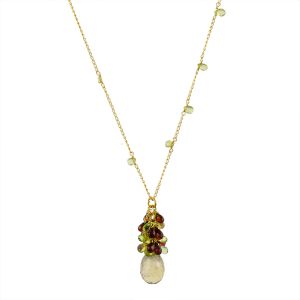 Natural Multi Gemstone Gold Necklace