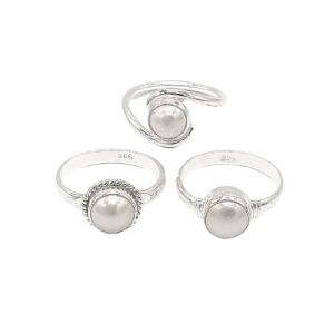 Sterling Silver Pearl Ladies Rings