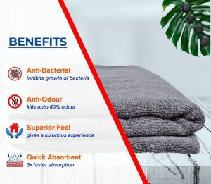 rekhas premium quick dry anti-bacterial grey colour cotton bath towel