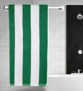 Rekhas Premium Cotton Pool Towel, Green & White