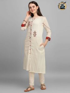 Ladies A-Line Muslin Kurti Pant Set