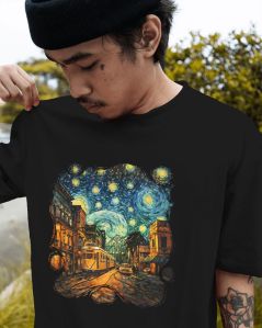 Black City Light Printed Unisex T-Shirt