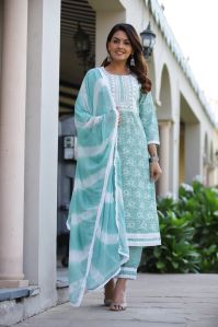 Ladies Green Cotton Salwar Suit