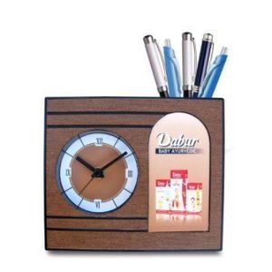 Desk Clock Pen Stand