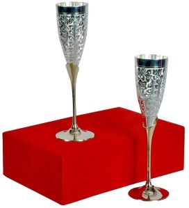 Antique Silver Plated Wine Glass Set