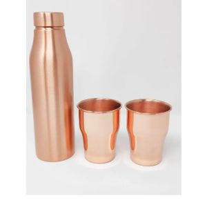 Plain Copper Bottle Glass Set