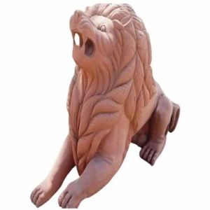 Red Sandstone Lion Statue