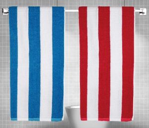 Rekhas Premium Cotton Pool Towel Double-Faced Blue, White & Red, White Color