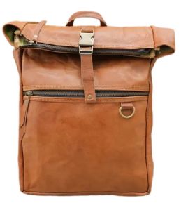 Roll Top Leather Backpack