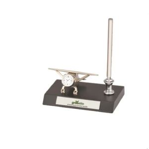 Metal Pen Stand With Clock
