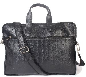 TL-1139-A Black Leather Laptop Bag