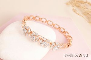 0.84 Ct Diamond Bracelet, 14kt rose gold diamond bracelet for women, Diamond bangle style