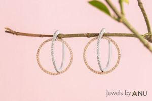 Diamond hoop earrings in solid gold Handmade with diamonds Timeless hoops with diamonds Anniversary