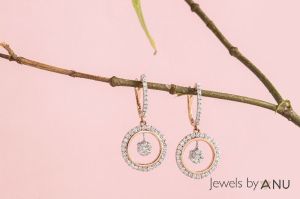 Diamond hoop earrings in solid gold Handmade with diamonds Timeless hoops