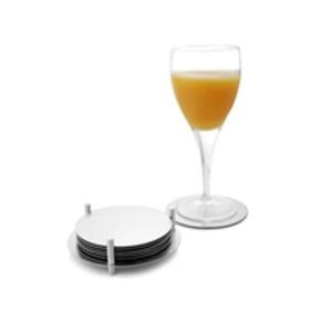 Stainless Steel Round Coasters with Rubber Absorbent Foam At The Base