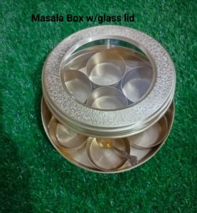 Brass Glass Masala Box