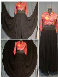 designer silk tops and kalidar skirt