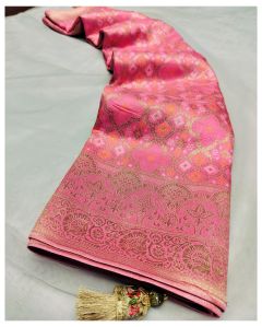 Pink Viscose Bandhani Saree