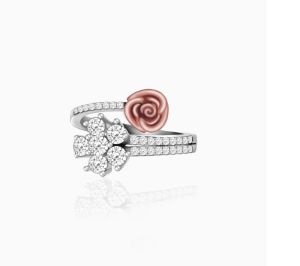 Silver Studded Rose Ring