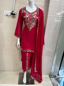 Ladies Red Georgette Salwar Suit
