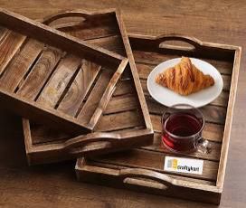 Wooden Tray Set