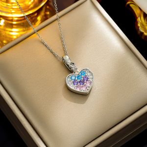 Heart Shape Stainless Steel Plating Inlay 18K Gold Plated Zircon Pendant Necklaces