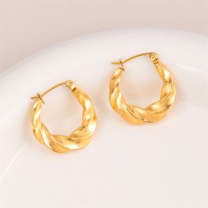 Round Twist Plating Stainless Steel 18K Gold Plated Earrings